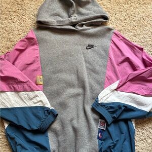 Nike Gray, Pink, and Teal Sportswear Hoodie